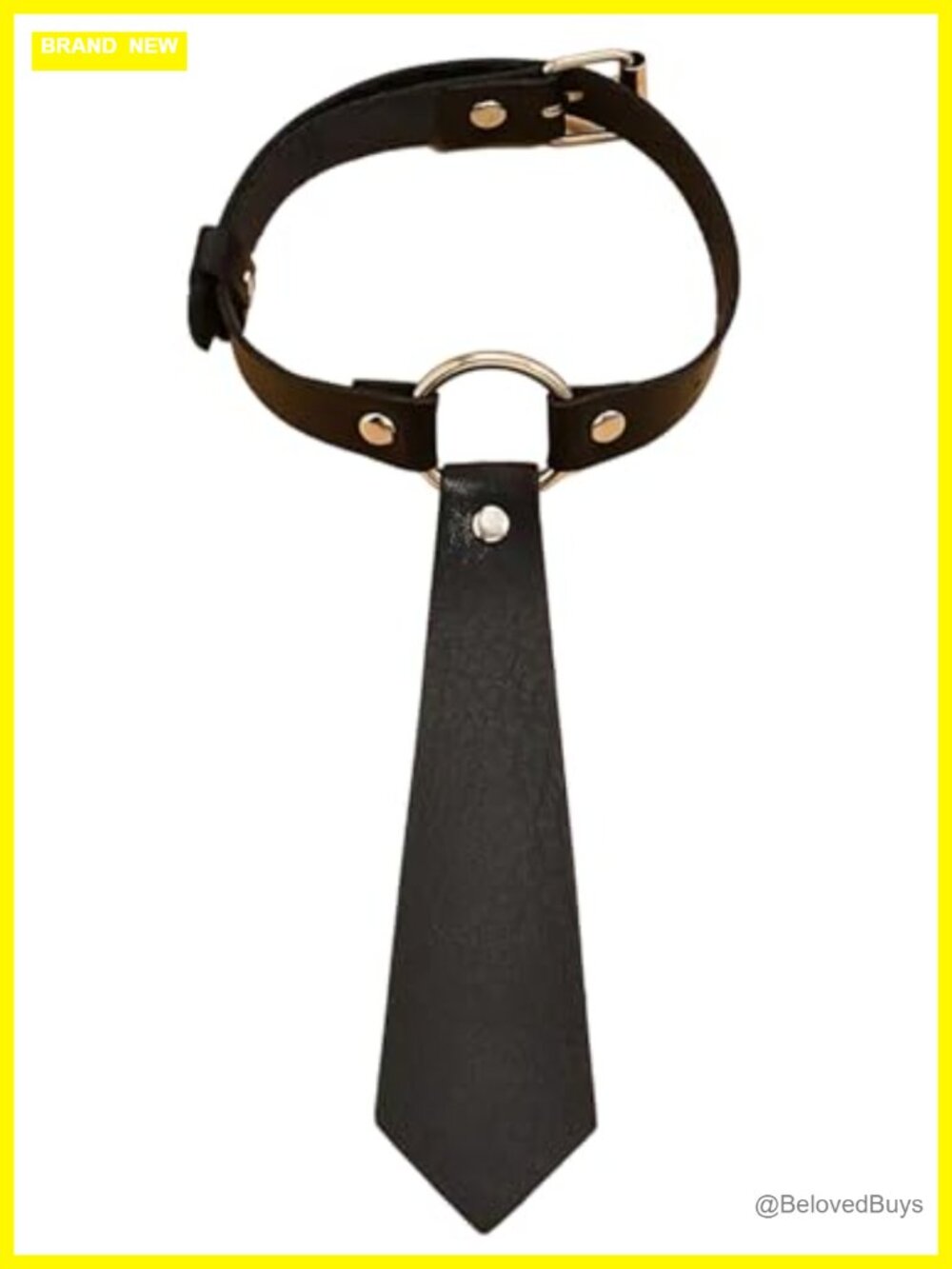 Faux Leather Choker Necklace with Alloy Ring Tie Style